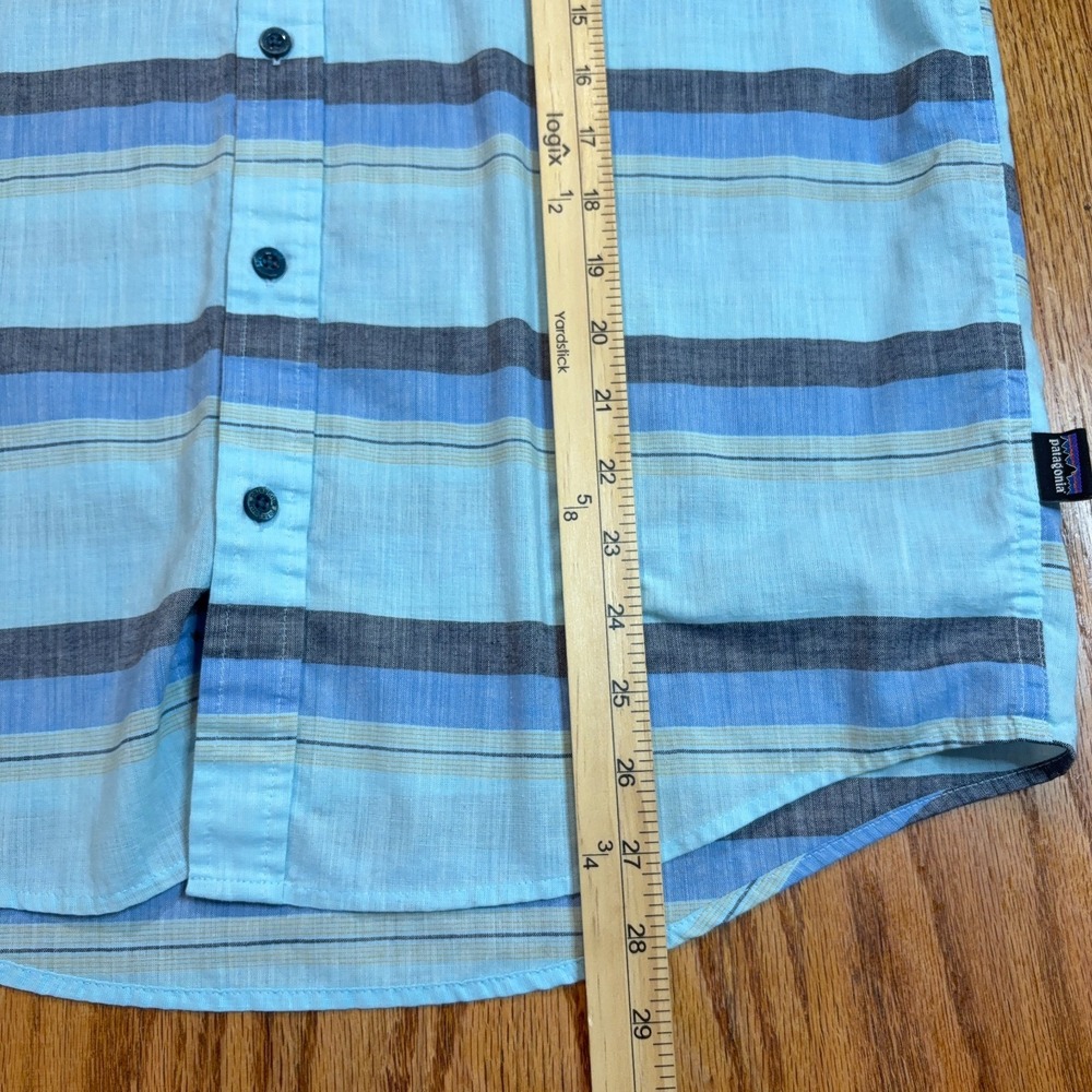 Patagonia Organic‎ Cotton Button Shirt Men's Medium Short Sleeve Blue Striped - Picture 6 of 7